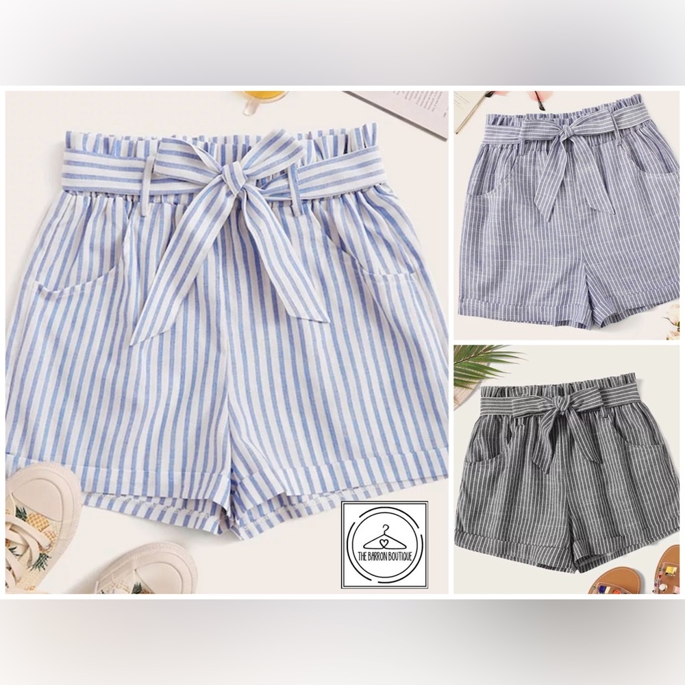 NEW! Striped Elle Shorts with Tie Waist